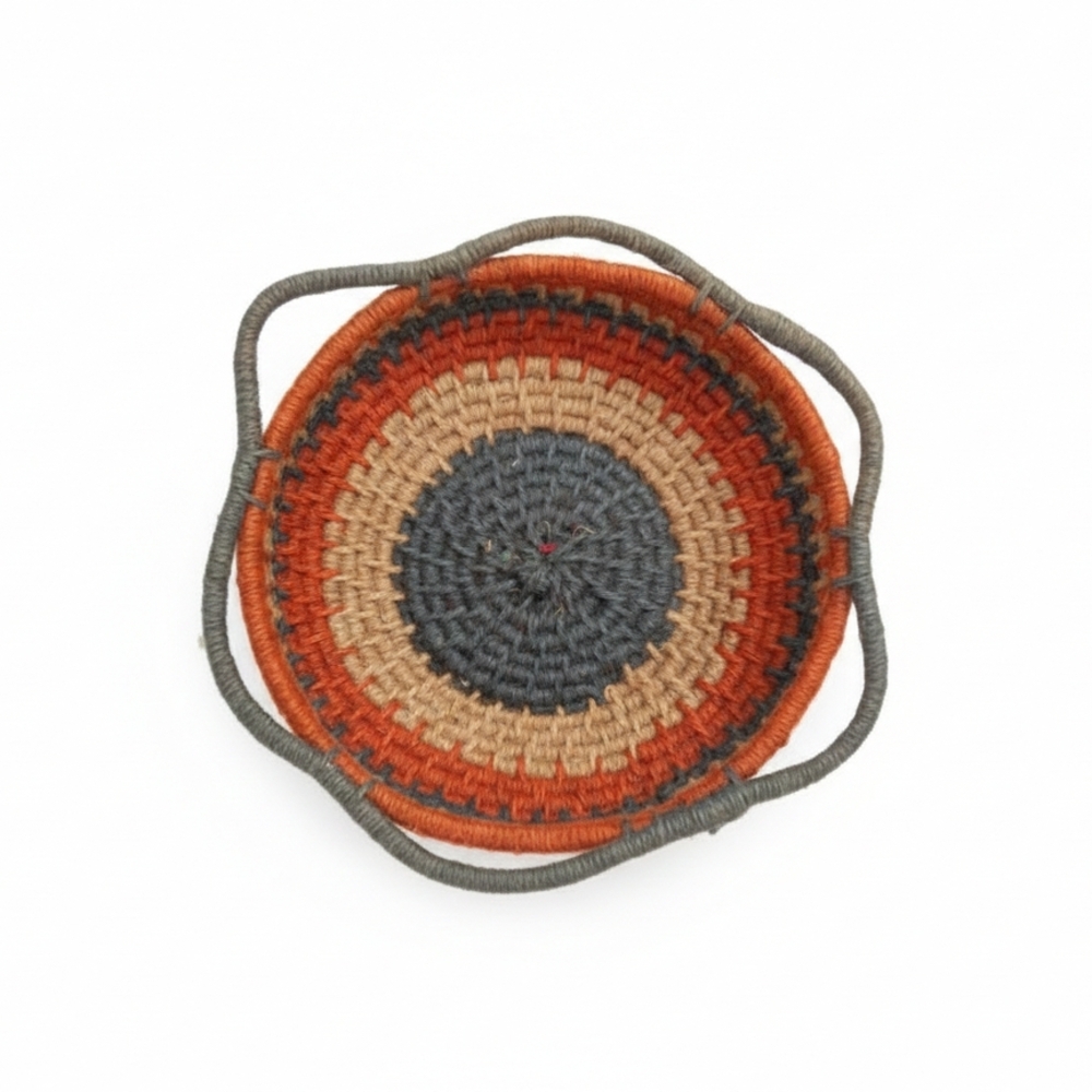 Handwoven Round Basket with Earthy Tones